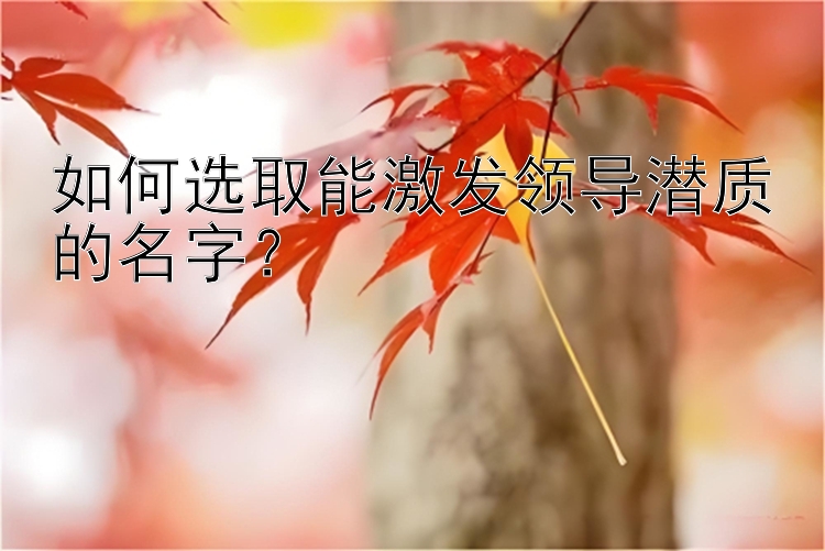 如何选取能激发领导潜质的名字？