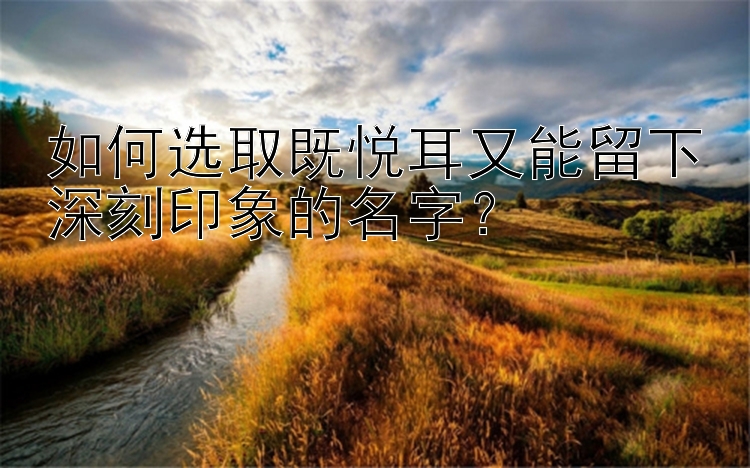 如何选取既悦耳又能留下深刻印象的名字？