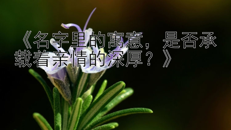 《名字里的寓意，是否承载着亲情的深厚？》