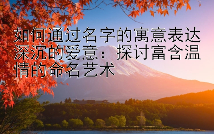 如何通过名字的寓意表达深沉的爱意：探讨富含温情的命名艺术