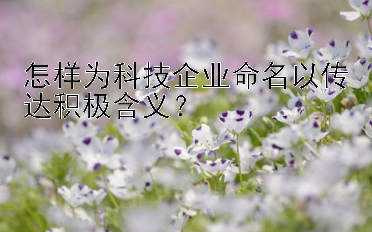 怎样为科技企业命名以传达积极含义？