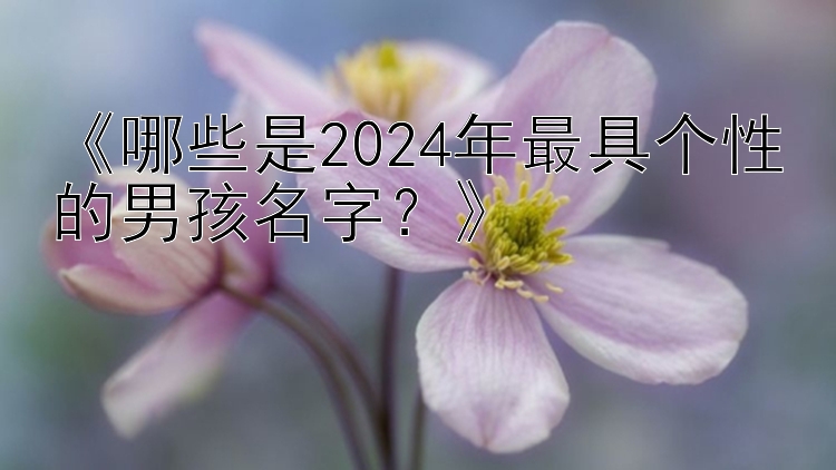 《哪些是2024年最具个性的男孩名字？》