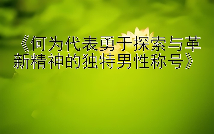 《何为代表勇于探索与革新精神的独特男性称号》