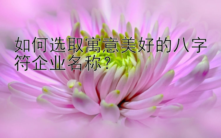 如何选取寓意美好的八字符企业名称？