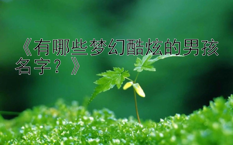 《有哪些梦幻酷炫的男孩名字？》