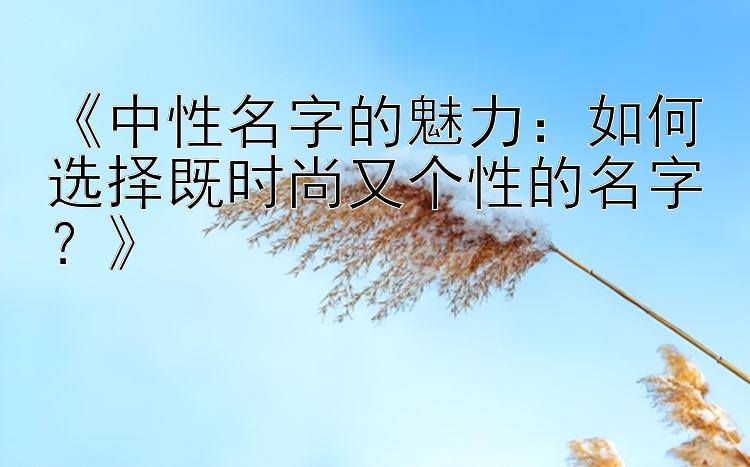 《中性名字的魅力：如何选择既时尚又个性的名字？》