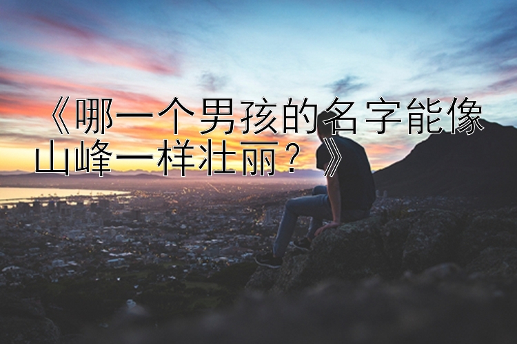 《哪一个男孩的名字能像山峰一样壮丽？》