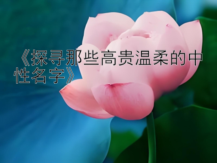 《探寻那些高贵温柔的中性名字》