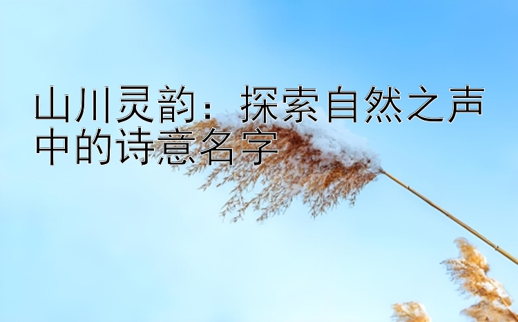 山川灵韵：探索自然之声中的诗意名字