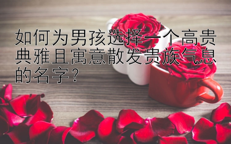 如何为男孩选择一个高贵典雅且寓意散发贵族气息的名字？