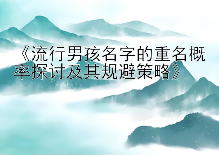 《流行男孩名字的重名概率探讨及其规避策略》