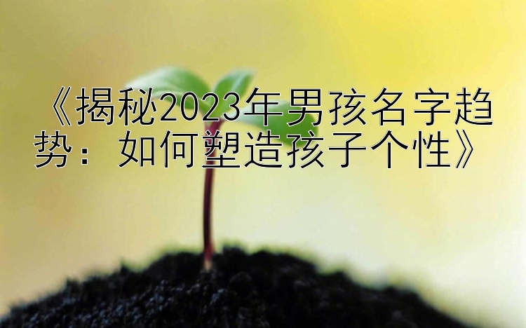 《揭秘2023年男孩名字趋势：如何塑造孩子个性》