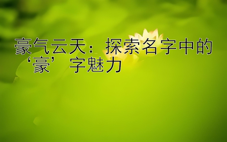 豪气云天：探索名字中的‘豪’字魅力