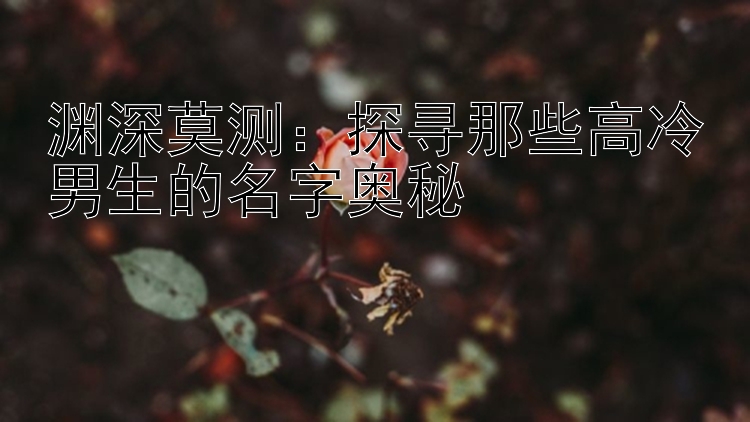 渊深莫测：探寻那些高冷男生的名字奥秘