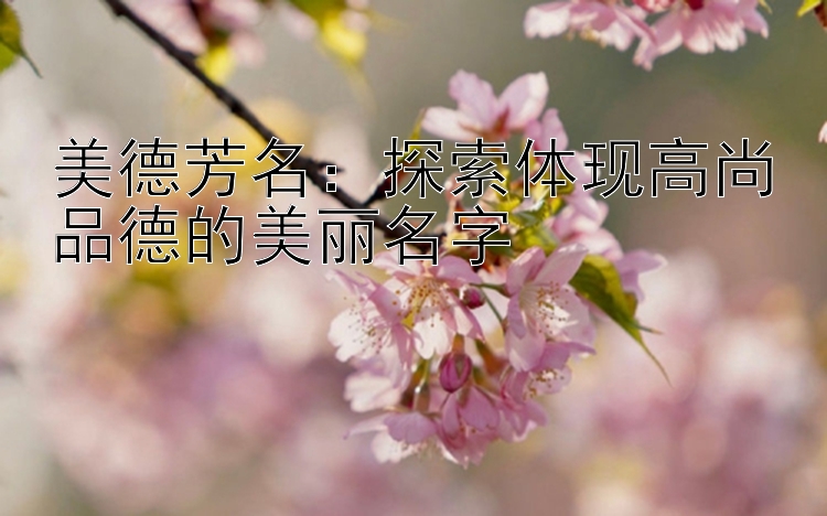 美德芳名：探索体现高尚品德的美丽名字