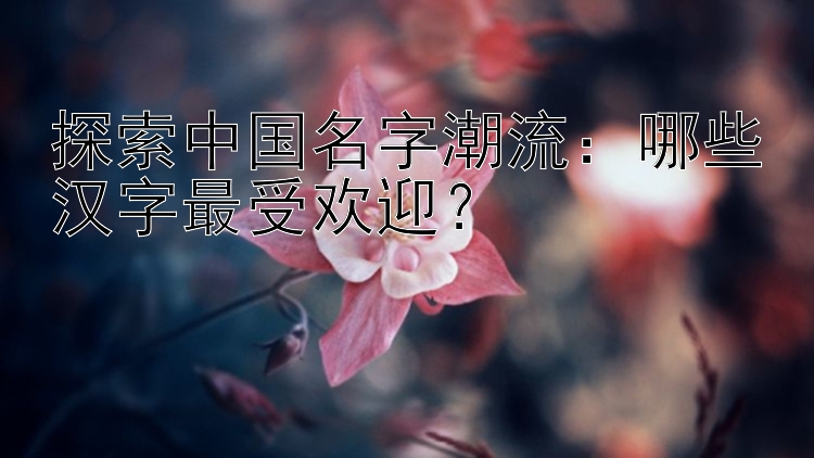 探索中国名字潮流：哪些汉字最受欢迎？