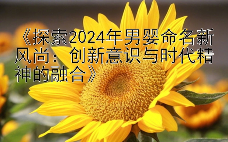 《探索2024年男婴命名新风尚：创新意识与时代精神的融合》