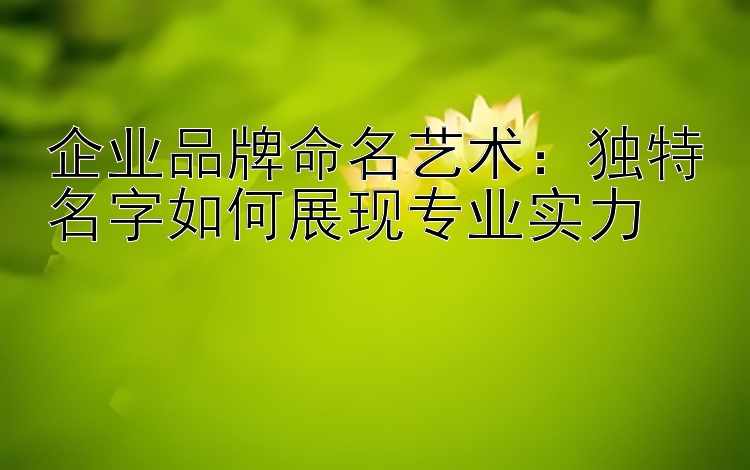 企业品牌命名艺术：独特名字如何展现专业实力