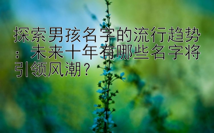 探索男孩名字的流行趋势：未来十年有哪些名字将引领风潮？