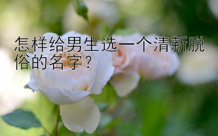 怎样给男生选一个清新脱俗的名字？