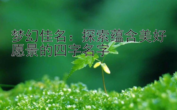 梦幻佳名：探索蕴含美好愿景的四字名字