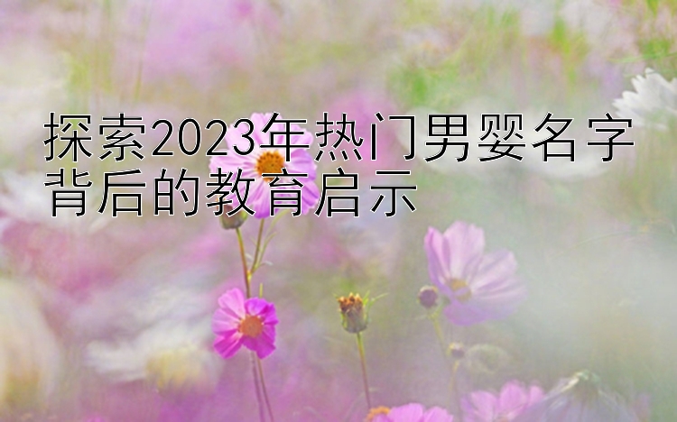 探索2023年热门男婴名字背后的教育启示