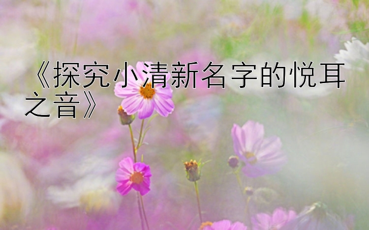 《探究小清新名字的悦耳之音》