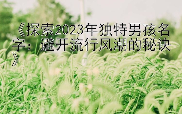 《探索2023年独特男孩名字：避开流行风潮的秘诀》