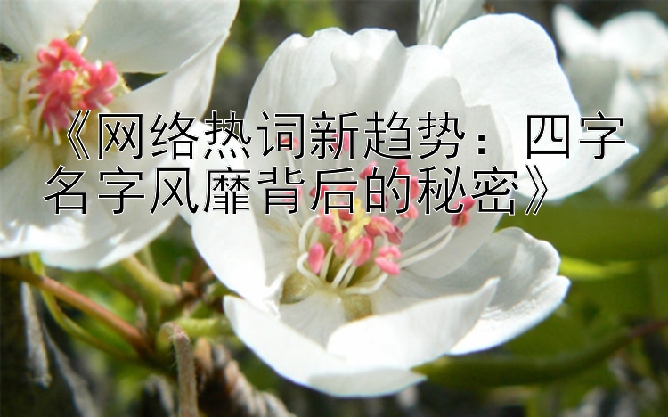 《网络热词新趋势：四字名字风靡背后的秘密》