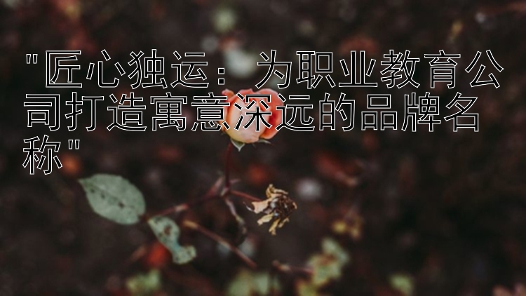 匠心独运：为职业教育公司打造寓意深远的品牌名称