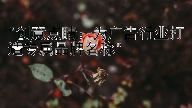 创意点睛：为广告行业打造专属品牌名称